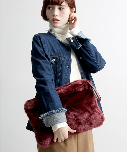 WEGO(ウィゴー)の「WEGO/無地ファークラッチバッグ(クラッチバッグ・レディース・ネイビー/カーキ/ワイン/ブラウン・FREE)」の4枚目の写真