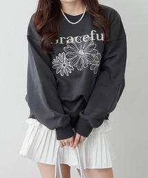 裏起毛フラワー刺繍スウェット