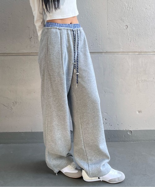 ALLuRing ChaRm(アリュリングチャーム)の「Double Waist Layered Petite Pants / ダブルウエストレイヤードペチパンツ(スウェットパンツ・レディース・グレー/ブラック・S/M)」の3枚目の写真