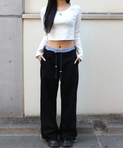 ALLuRing ChaRm(アリュリングチャーム)の「Double Waist Layered Petite Pants / ダブルウエストレイヤードペチパンツ(スウェットパンツ・レディース・グレー/ブラック・S/M)」の12枚目の写真