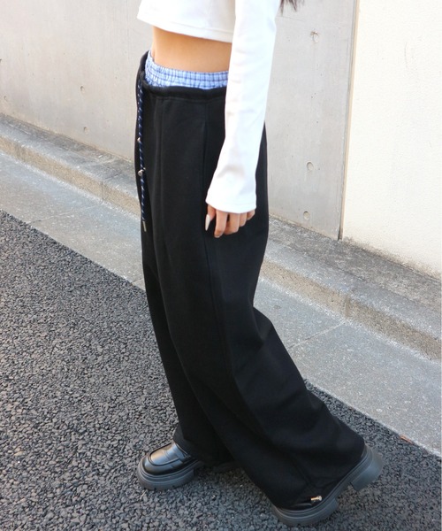 ALLuRing ChaRm(アリュリングチャーム)の「Double Waist Layered Petite Pants / ダブルウエストレイヤードペチパンツ(スウェットパンツ・レディース・グレー/ブラック・S/M)」の14枚目の写真