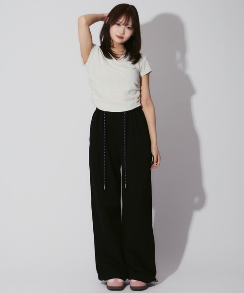 ALLuRing ChaRm(アリュリングチャーム)の「Double Waist Layered Petite Pants / ダブルウエストレイヤードペチパンツ(スウェットパンツ・レディース・グレー/ブラック・S/M)」の22枚目の写真