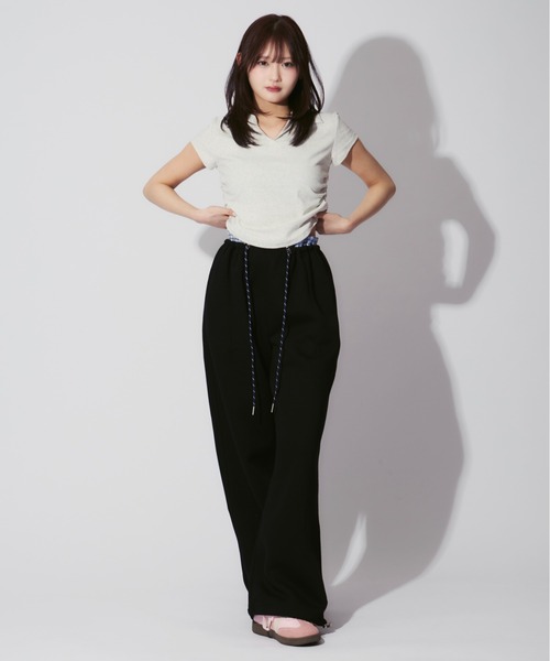 ALLuRing ChaRm(アリュリングチャーム)の「Double Waist Layered Petite Pants / ダブルウエストレイヤードペチパンツ(スウェットパンツ・レディース・グレー/ブラック・S/M)」の21枚目の写真