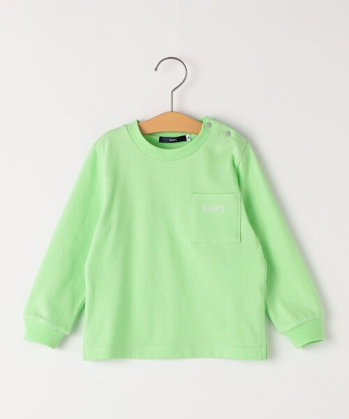 SHIPS(シップス)の「SHIPS KIDS:80~90cm / SHIPS ロゴ 長袖 TEE(Tシャツ/カットソー・キッズ・トップグレー/ライトグリーン/ライトホワイト・80/90)」の1枚目の写真