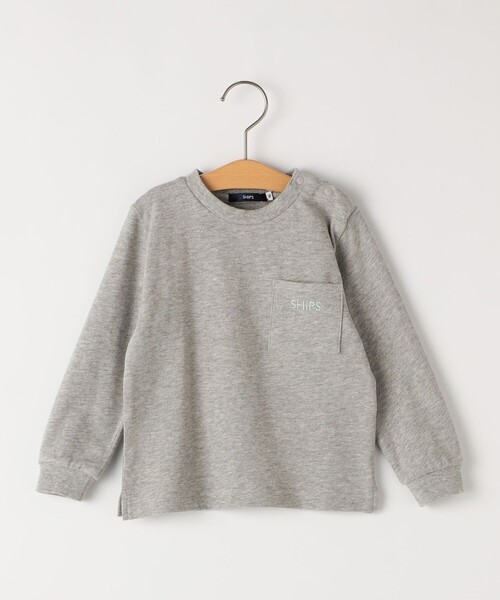 SHIPS(シップス)の「SHIPS KIDS:80~90cm / SHIPS ロゴ 長袖 TEE(Tシャツ/カットソー・キッズ・トップグレー/ライトグリーン/ライトホワイト・80/90)」の3枚目の写真