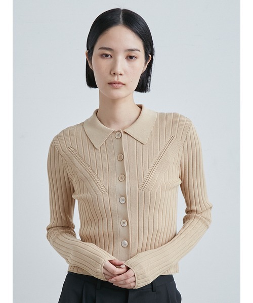 MIESROHE(ミースロエ)の「ワイドリブニットカーデ(カーディガン/ボレロ・レディース・その他/ブラック/ベージュ・FREE)」の3枚目の写真