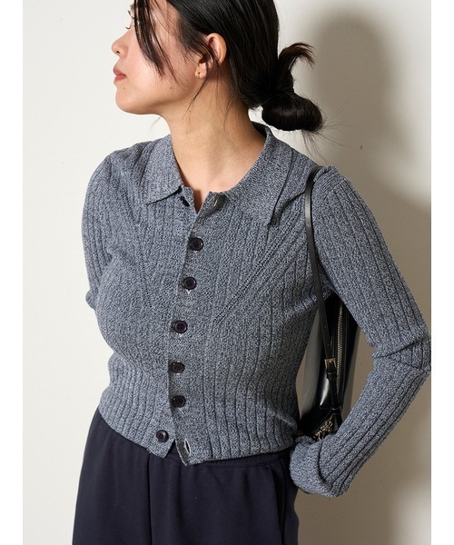 MIESROHE(ミースロエ)の「ワイドリブニットカーデ(カーディガン/ボレロ・レディース・その他/ブラック/ベージュ・FREE)」の5枚目の写真