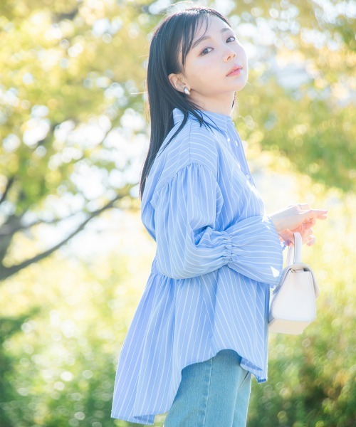 Petitjo（プッチージョ）の「小さいサイズ　キャンディースリーブシャツ　低身長さん・小柄女性（シャツ/ブラウス・レディース・ブルー系/ブルー系その他・XS-S/M-L）」の13枚目の写真