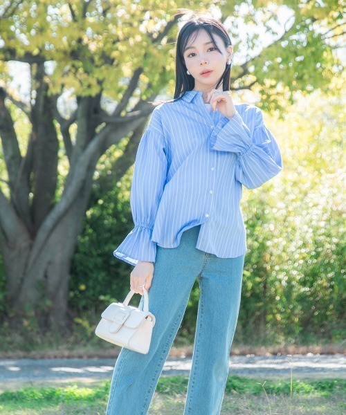 Petitjo（プッチージョ）の「小さいサイズ　キャンディースリーブシャツ　低身長さん・小柄女性（シャツ/ブラウス・レディース・ブルー系/ブルー系その他・XS-S/M-L）」の14枚目の写真