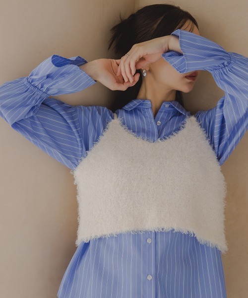 Petitjo（プッチージョ）の「小さいサイズ　キャンディースリーブシャツ　低身長さん・小柄女性（シャツ/ブラウス・レディース・ブルー系/ブルー系その他・XS-S/M-L）」の3枚目の写真