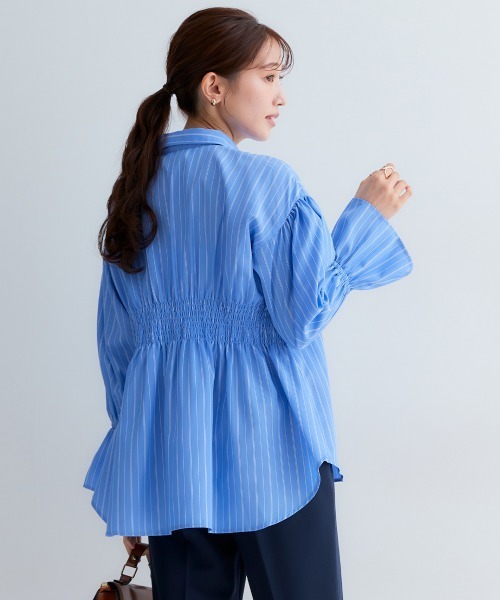 Petitjo（プッチージョ）の「小さいサイズ　キャンディースリーブシャツ　低身長さん・小柄女性（シャツ/ブラウス・レディース・ブルー系/ブルー系その他・XS-S/M-L）」の6枚目の写真