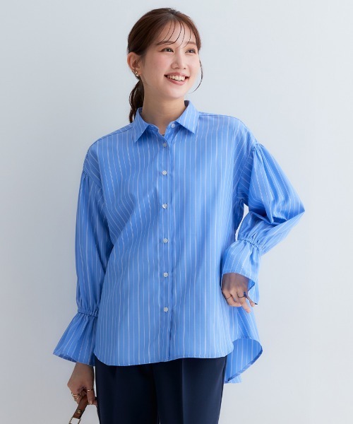 Petitjo（プッチージョ）の「小さいサイズ　キャンディースリーブシャツ　低身長さん・小柄女性（シャツ/ブラウス・レディース・ブルー系/ブルー系その他・XS-S/M-L）」の5枚目の写真