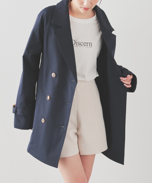 Honeys（ハニーズ）の「【非フッ素撥水加工】撥水加工ハーフ丈トレンチコート（トレンチコート・レディース・アイボリー/ネイビー/ピンク/ベージュ・L/LL/M/S）」の4枚目の写真