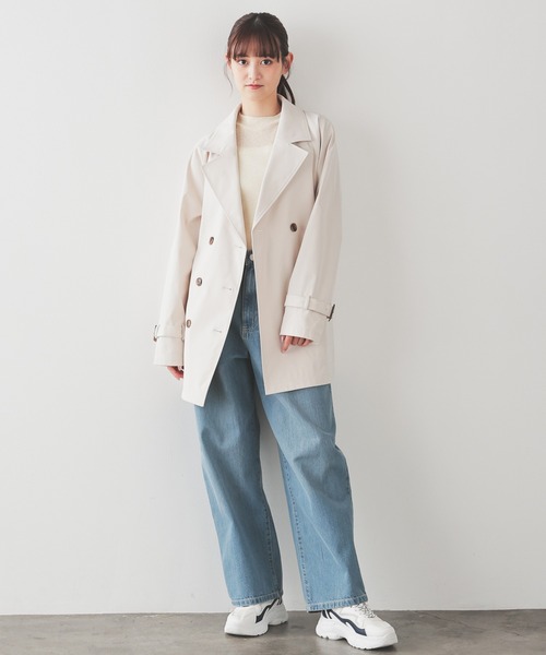 Honeys（ハニーズ）の「【非フッ素撥水加工】撥水加工ハーフ丈トレンチコート（トレンチコート・レディース・アイボリー/ネイビー/ピンク/ベージュ・L/LL/M/S）」の6枚目の写真