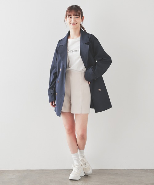 Honeys（ハニーズ）の「【非フッ素撥水加工】撥水加工ハーフ丈トレンチコート（トレンチコート・レディース・アイボリー/ネイビー/ピンク/ベージュ・L/LL/M/S）」の8枚目の写真