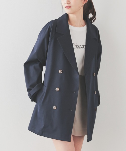 Honeys（ハニーズ）の「【非フッ素撥水加工】撥水加工ハーフ丈トレンチコート（トレンチコート・レディース・アイボリー/ネイビー/ピンク/ベージュ・L/LL/M/S）」の9枚目の写真