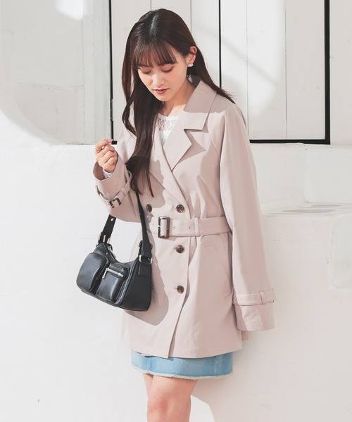 Honeys（ハニーズ）の「【非フッ素撥水加工】撥水加工ハーフ丈トレンチコート（トレンチコート・レディース・アイボリー/ネイビー/ピンク/ベージュ・L/LL/M/S）」の11枚目の写真