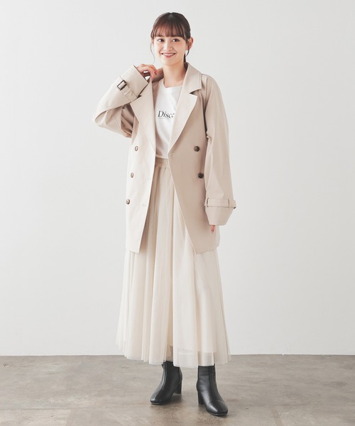 Honeys（ハニーズ）の「【非フッ素撥水加工】撥水加工ハーフ丈トレンチコート（トレンチコート・レディース・アイボリー/ネイビー/ピンク/ベージュ・L/LL/M/S）」の13枚目の写真