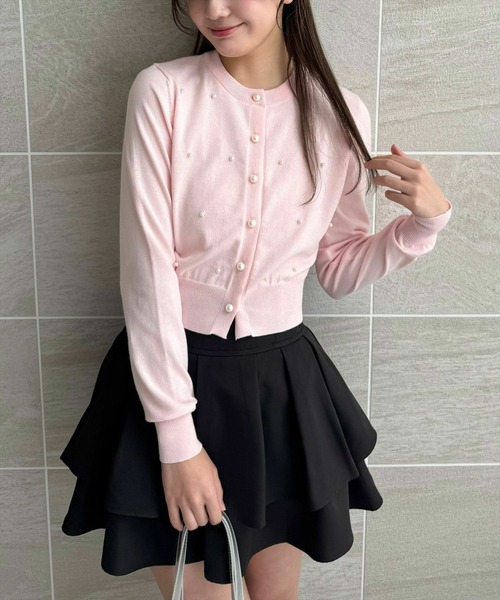 CLEAR BASIC（クリアベーシック）の「パールデザインニットカーディガン[大人 フェミニン オフィスカジュアル 着回し抜群]≪SS新作≫（カーディガン/ボレロ・レディース・アイボリー/ネイビー/ライトピンク/グレー・F）」の4枚目の写真