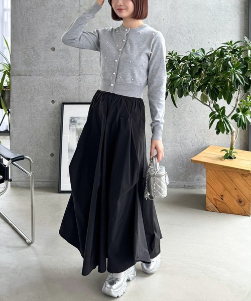 CLEAR BASIC（クリアベーシック）の「パールデザインニットカーディガン[大人 フェミニン オフィスカジュアル 着回し抜群]≪SS新作≫（カーディガン/ボレロ・レディース・アイボリー/ネイビー/ライトピンク/グレー・F）」の6枚目の写真