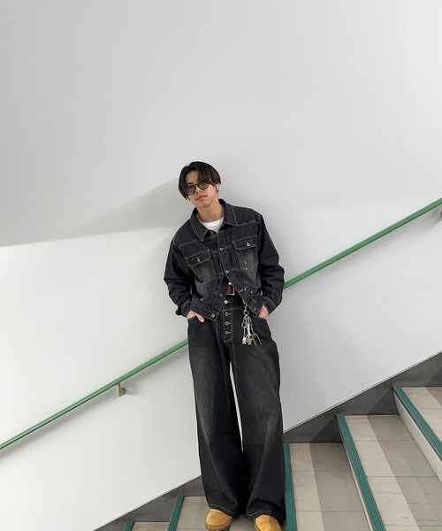 MandO（Auntie Rosa）（エムオー）の「【MandO】ウォッシュドペイントデニムジャケット/セットアップ可（デニムジャケット・メンズ・ブラック/インディゴブルー・LARGE/MEDIUM）」の21枚目の写真