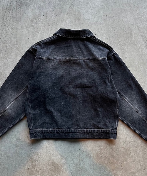 MandO（Auntie Rosa）（エムオー）の「【MandO】ウォッシュドペイントデニムジャケット/セットアップ可（デニムジャケット・メンズ・ブラック/インディゴブルー・LARGE/MEDIUM）」の6枚目の写真