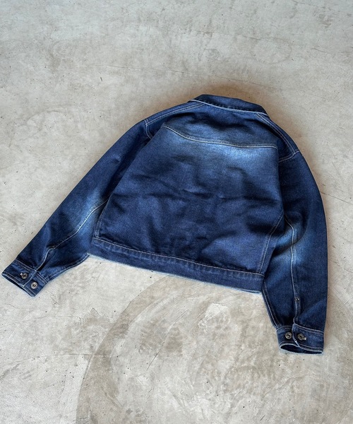 MandO（Auntie Rosa）（エムオー）の「【MandO】ウォッシュドペイントデニムジャケット/セットアップ可（デニムジャケット・メンズ・ブラック/インディゴブルー・LARGE/MEDIUM）」の11枚目の写真