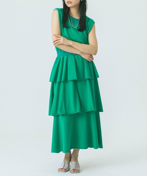 ROSE BUD（ローズバッド）の「SWEAT TIERED DRESS（ワンピース・レディース・ブラック/グレー/グリーン・ONE SIZE）」の3枚目の写真