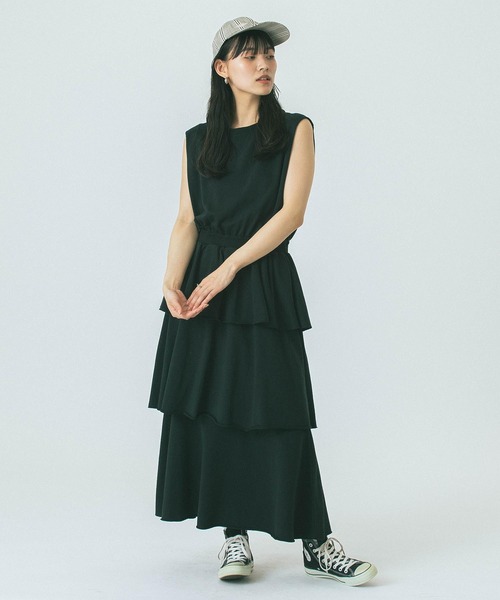 ROSE BUD（ローズバッド）の「SWEAT TIERED DRESS（ワンピース・レディース・ブラック/グレー/グリーン・ONE SIZE）」の4枚目の写真