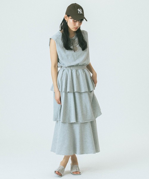 ROSE BUD（ローズバッド）の「SWEAT TIERED DRESS（ワンピース・レディース・ブラック/グレー/グリーン・ONE SIZE）」の6枚目の写真