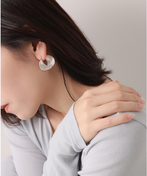 SAMH by LILAS】9ラインカーブフープピアス SV（両耳）（ピアス（両耳