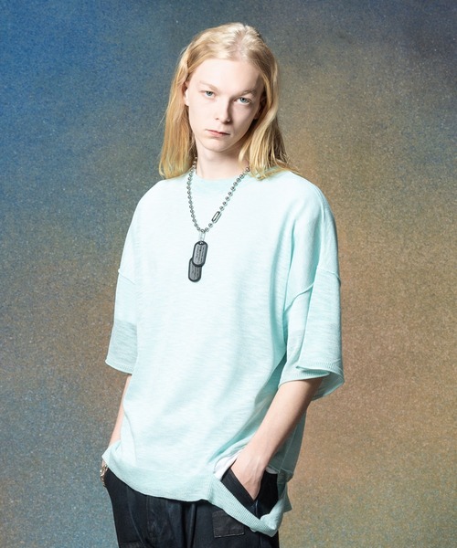 glamb(グラム)の「One Cut Summer Knit / ワンカットサマーニット(ニット/セーター・メンズ・ネイビー/ブラック/ミント・M/L)」の3枚目の写真