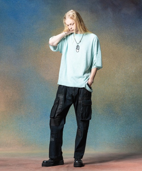 glamb(グラム)の「One Cut Summer Knit / ワンカットサマーニット(ニット/セーター・メンズ・ネイビー/ブラック/ミント・M/L)」の6枚目の写真