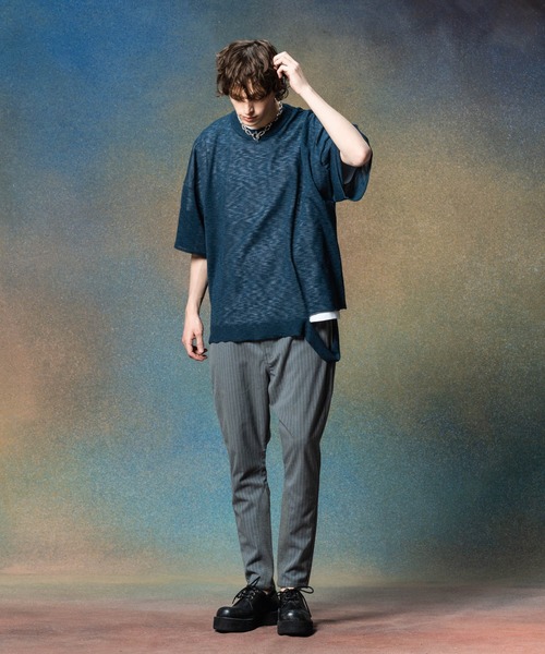 glamb(グラム)の「One Cut Summer Knit / ワンカットサマーニット(ニット/セーター・メンズ・ネイビー/ブラック/ミント・M/L)」の7枚目の写真