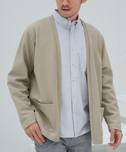 ikka（イッカ）の「ダブルフェイスDRYカノコカーディガン（カーディガン/ボレロ・メンズ・ブラック/ベージュ/ネイビー/グレー・XL/L/M/S）」の4枚目の写真