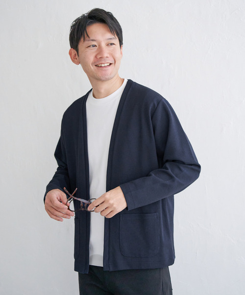 ikka（イッカ）の「ダブルフェイスDRYカノコカーディガン（カーディガン/ボレロ・メンズ・ブラック/ベージュ/ネイビー/グレー・XL/L/M/S）」の8枚目の写真