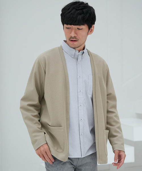 ikka（イッカ）の「ダブルフェイスDRYカノコカーディガン（カーディガン/ボレロ・メンズ・ブラック/ベージュ/ネイビー/グレー・XL/L/M/S）」の5枚目の写真