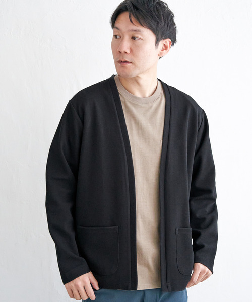 ikka（イッカ）の「ダブルフェイスDRYカノコカーディガン（カーディガン/ボレロ・メンズ・ブラック/ベージュ/ネイビー/グレー・XL/L/M/S）」の6枚目の写真