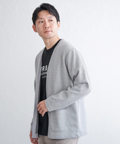 ikka（イッカ）の「ダブルフェイスDRYカノコカーディガン（カーディガン/ボレロ・メンズ・ブラック/ベージュ/ネイビー/グレー・XL/L/M/S）」の7枚目の写真