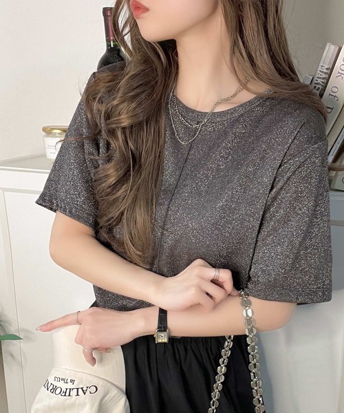 classicalelf(クラシカルエルフ)の「光を纏う。センターメロウシアーラメ半袖Tシャツ(Tシャツ/カットソー・レディース・ブルー/ブラック/ライトグレー/ベージュ・LARGE/SMALL/X-LARGE/MEDIUM)」の20枚目の写真