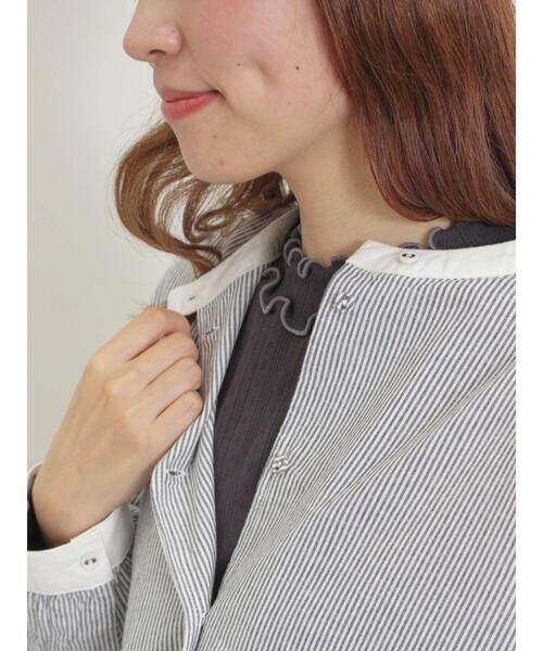 Samansa Mos2（サマンサ モスモス）の「パターンメッシュ配色メロウハイネックカットソー（Tシャツ/カットソー・レディース・キナリ/ミント/ベージュ/チャコールグレー・F）」の6枚目の写真