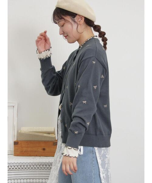 Samansa Mos2（サマンサ モスモス）の「パターンメッシュ配色メロウハイネックカットソー（Tシャツ/カットソー・レディース・キナリ/ミント/ベージュ/チャコールグレー・F）」の11枚目の写真