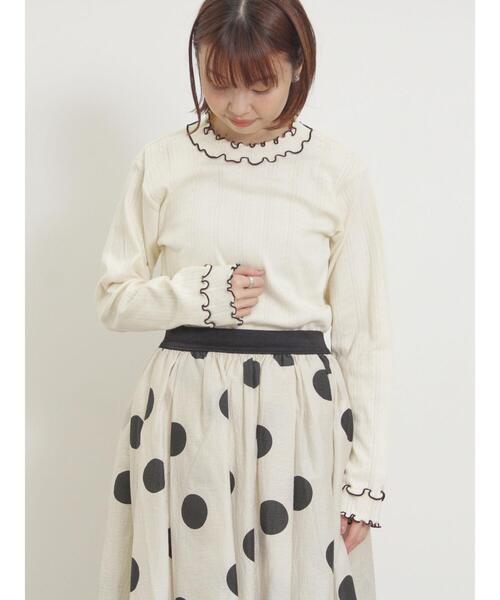 Samansa Mos2（サマンサ モスモス）の「パターンメッシュ配色メロウハイネックカットソー（Tシャツ/カットソー・レディース・キナリ/ミント/ベージュ/チャコールグレー・F）」の16枚目の写真