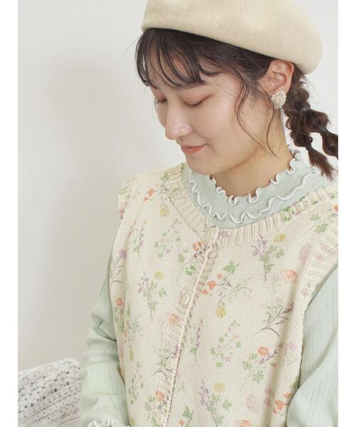 Samansa Mos2（サマンサ モスモス）の「パターンメッシュ配色メロウハイネックカットソー（Tシャツ/カットソー・レディース・キナリ/ミント/ベージュ/チャコールグレー・F）」の17枚目の写真