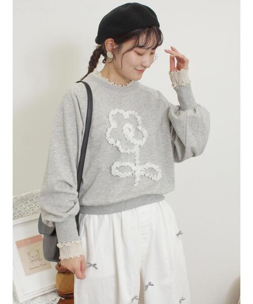 Samansa Mos2（サマンサ モスモス）の「パターンメッシュ配色メロウハイネックカットソー（Tシャツ/カットソー・レディース・キナリ/ミント/ベージュ/チャコールグレー・F）」の22枚目の写真