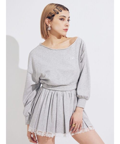 EVRIS（エヴリス）の「プリーツスウェットミニスカート【セットアップ着用可能】（スカート・レディース・グレー/ブラック/ブラウン・FREE）」の4枚目の写真