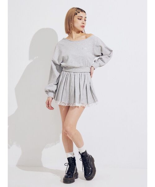 EVRIS（エヴリス）の「プリーツスウェットミニスカート【セットアップ着用可能】（スカート・レディース・グレー/ブラック/ブラウン・FREE）」の7枚目の写真