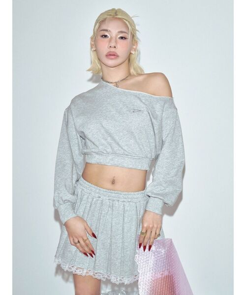 EVRIS（エヴリス）の「プリーツスウェットミニスカート【セットアップ着用可能】（スカート・レディース・グレー/ブラック/ブラウン・FREE）」の10枚目の写真