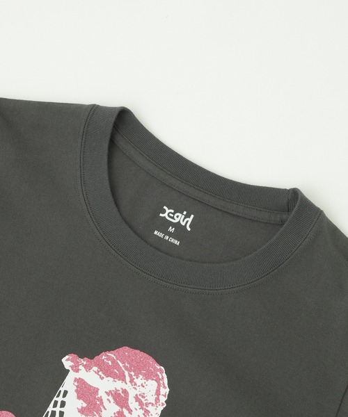 X-girl（エックスガール）の「GLITTER ICE CREAM S/S BABY TEE（Tシャツ/カットソー・レディース・ホワイト/ライトブルー/チャコール・S/M）」の5枚目の写真