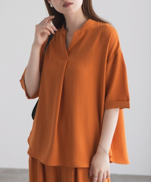 NAVY（ネイビー）の「nAvy SARARI ウェーブスキッパーシャツ（シャツ/ブラウス・レディース・ブラック/ブルー/オレンジ/ベージュ/チャコールグレー・M/L）」の5枚目の写真